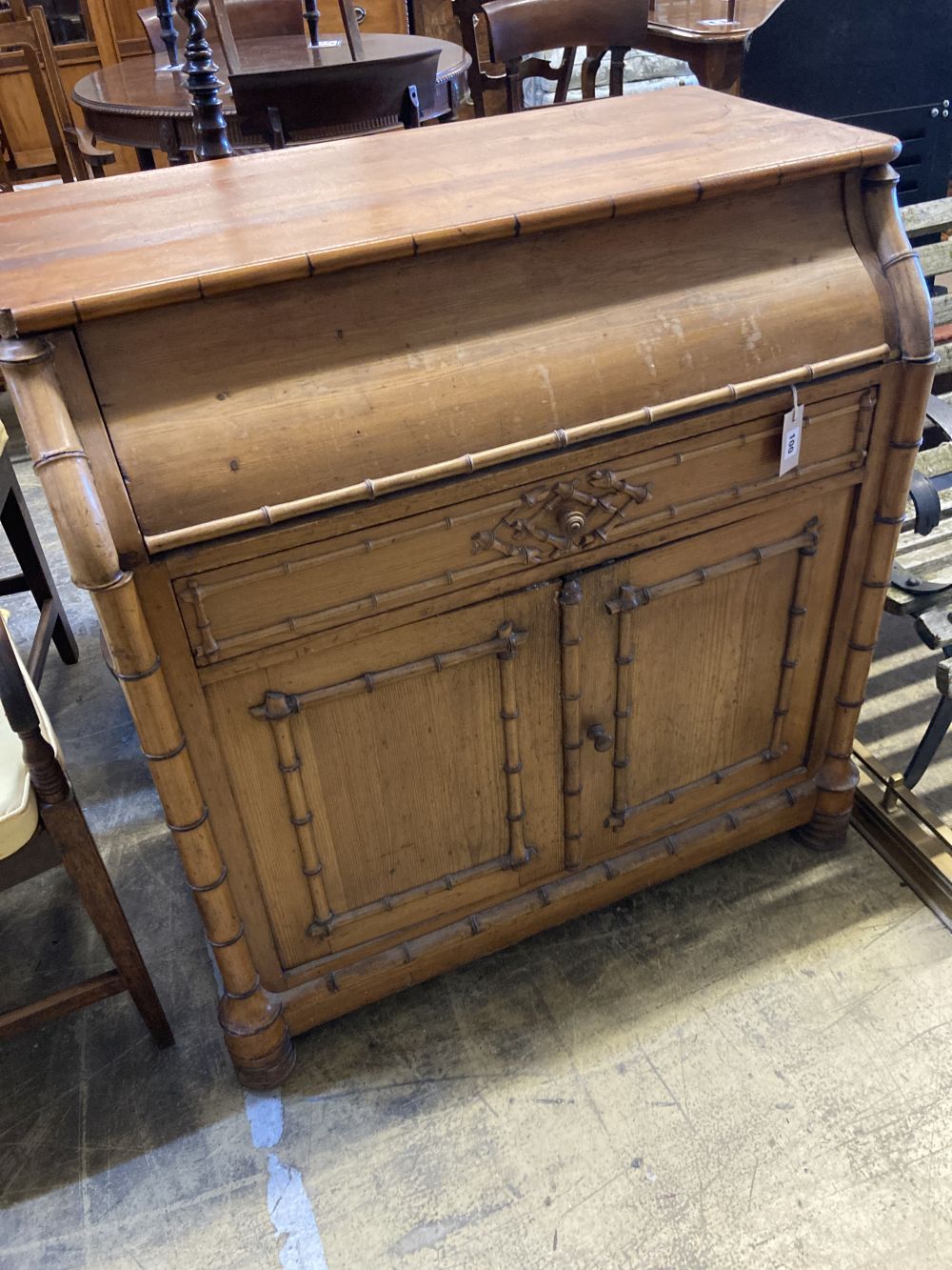 A Victorian pine faux bamboo washstand, width 91cm, depth 48cm, height 95cm